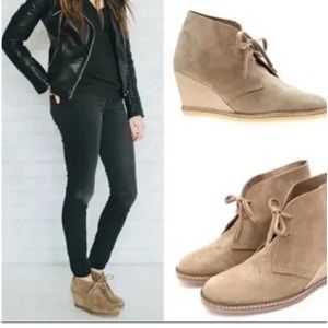 J. Crew MacAlister Wedge Boot Tan Beige Suede Lace Up Ankle